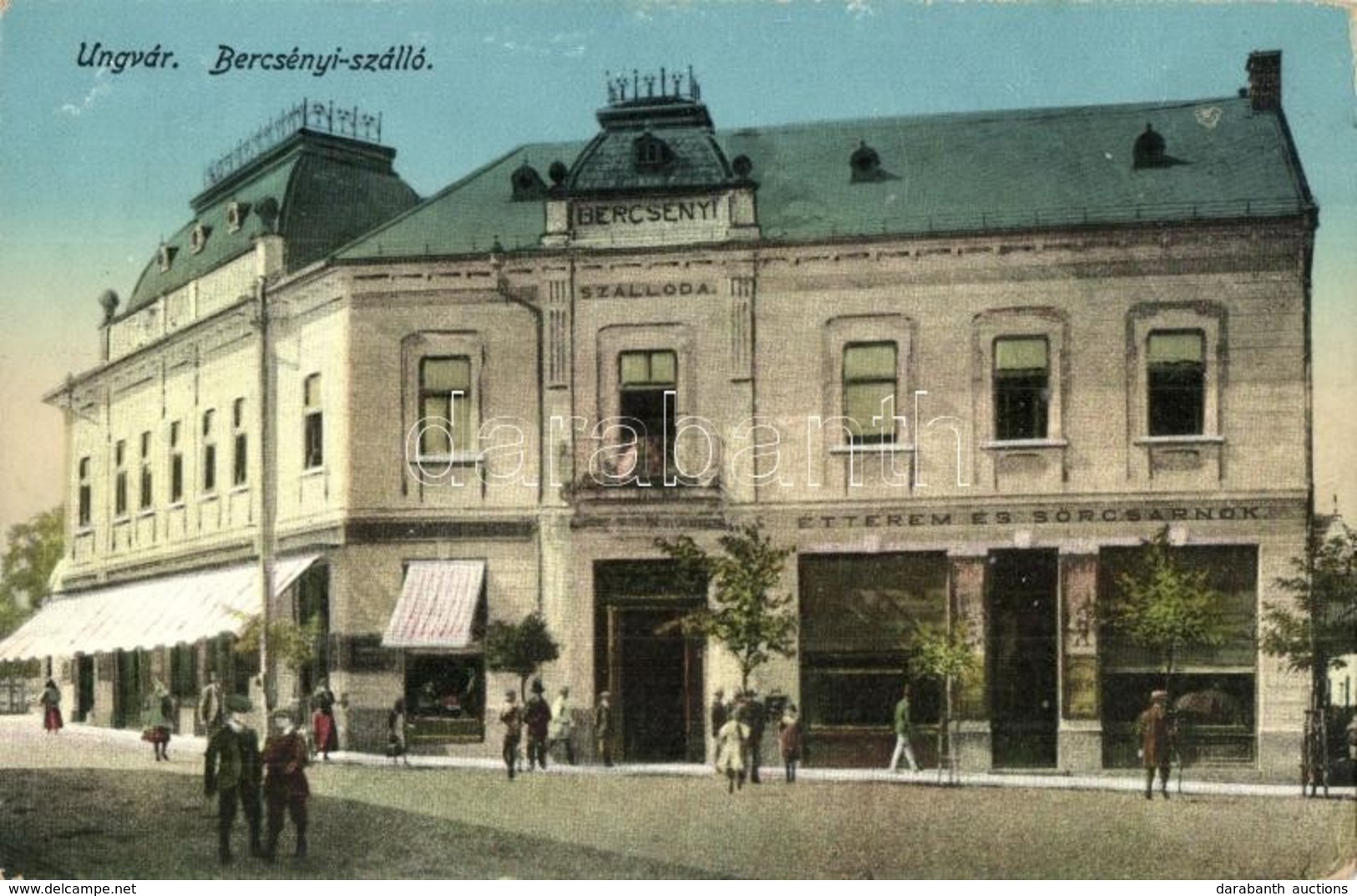 T2 1918 Ungvár, Uzshorod, Uzhorod; Bercsényi Szálloda, étterem és Sörcsarnok / Hotel, Restaurant And Beer Hall - Non Classés