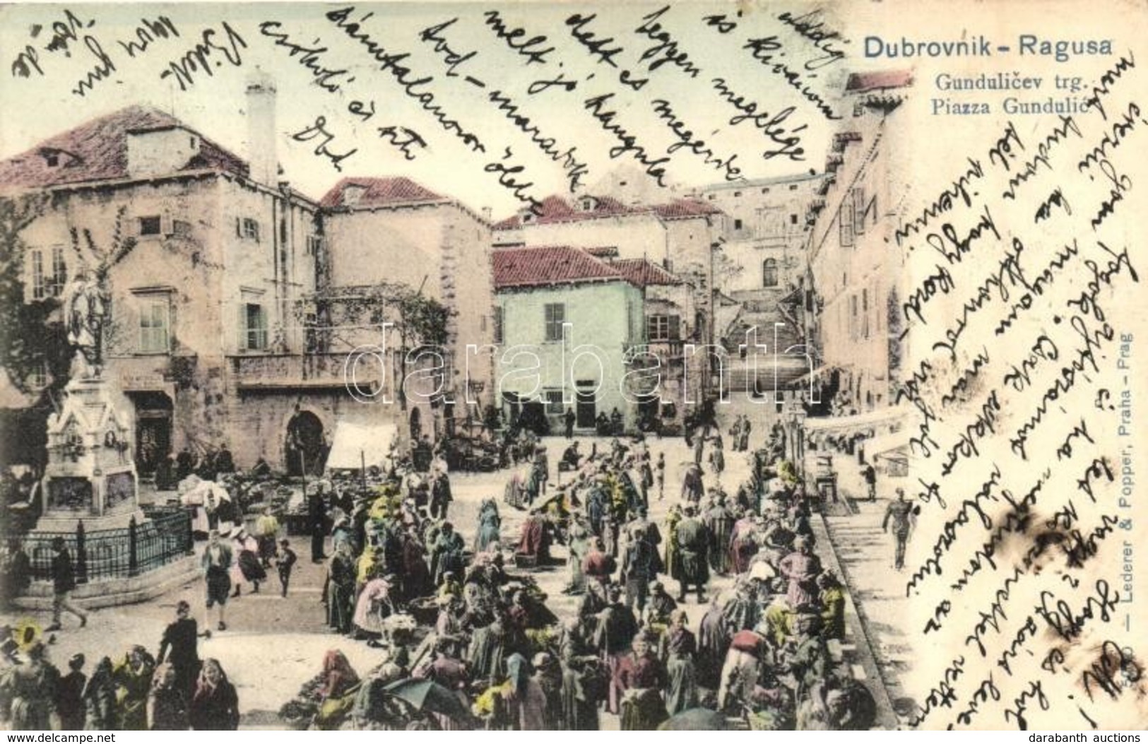 T2 Dubrovnik, Ragusa; Piac Tér / Gundulicev Trg. / Piazza Gundulic / Square, Market - Unclassified