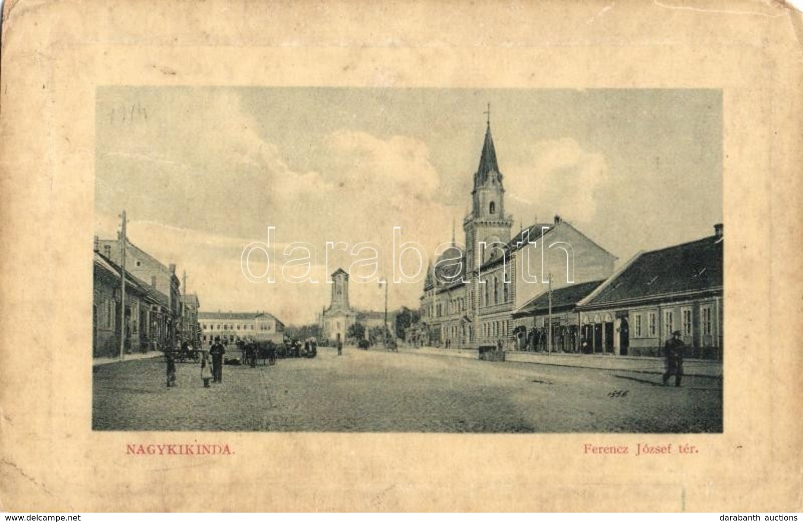 * T3 1914 Nagykikinda, Kikinda; Ferenc József Tér, Templom, üzletek. W.L. Bp.625. / Square, Church, Shops (EK) - Zonder Classificatie