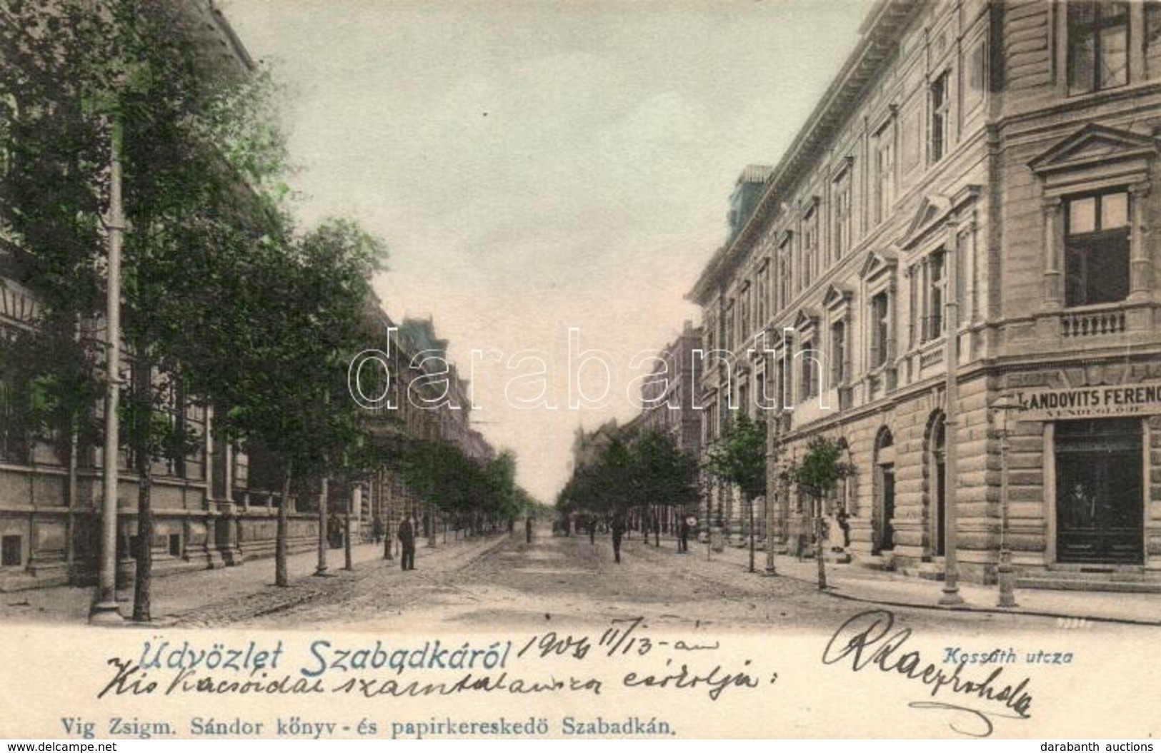 T2 Szabadka, Subotica; Kossuth Utca, Landovits Ferenc üzlete, Kiadja Víg Zsigmond Könyv- és Papírkereskedése / Street, S - Non Classés