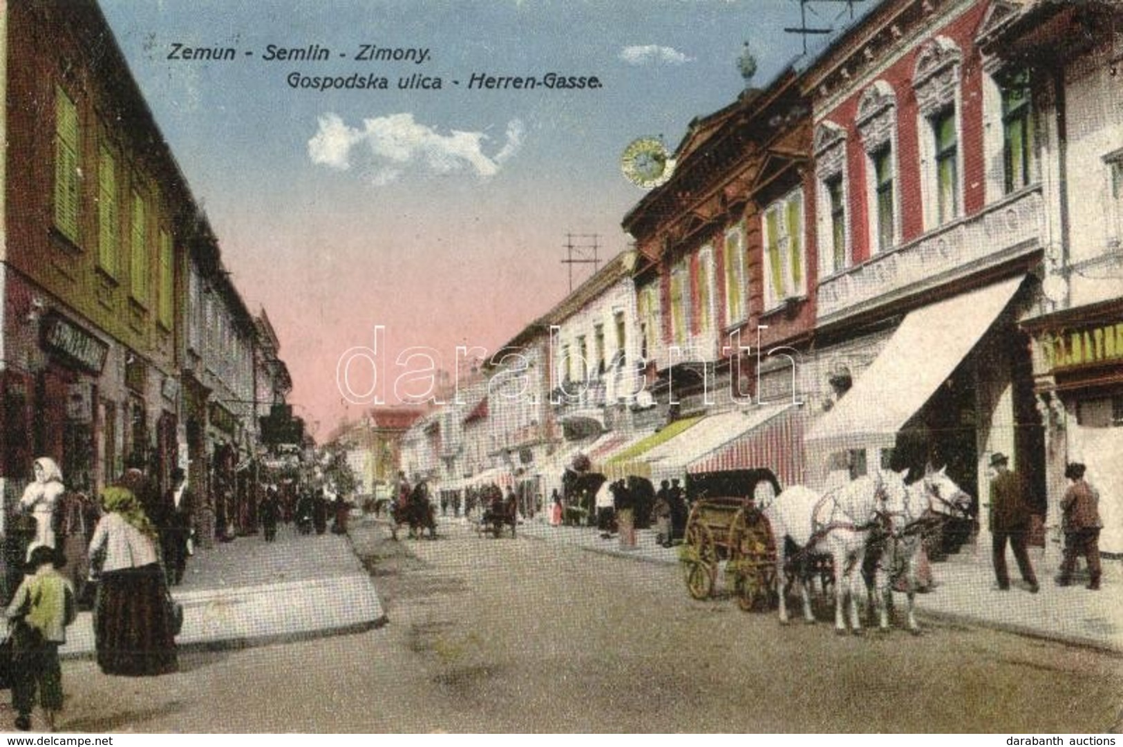 T2 Zimony, Semlin, Zemun; Úri Utca, Lovaskocsi / Gospodska Ulica / Herren Gasse / Street View, Horse Carts - Non Classés