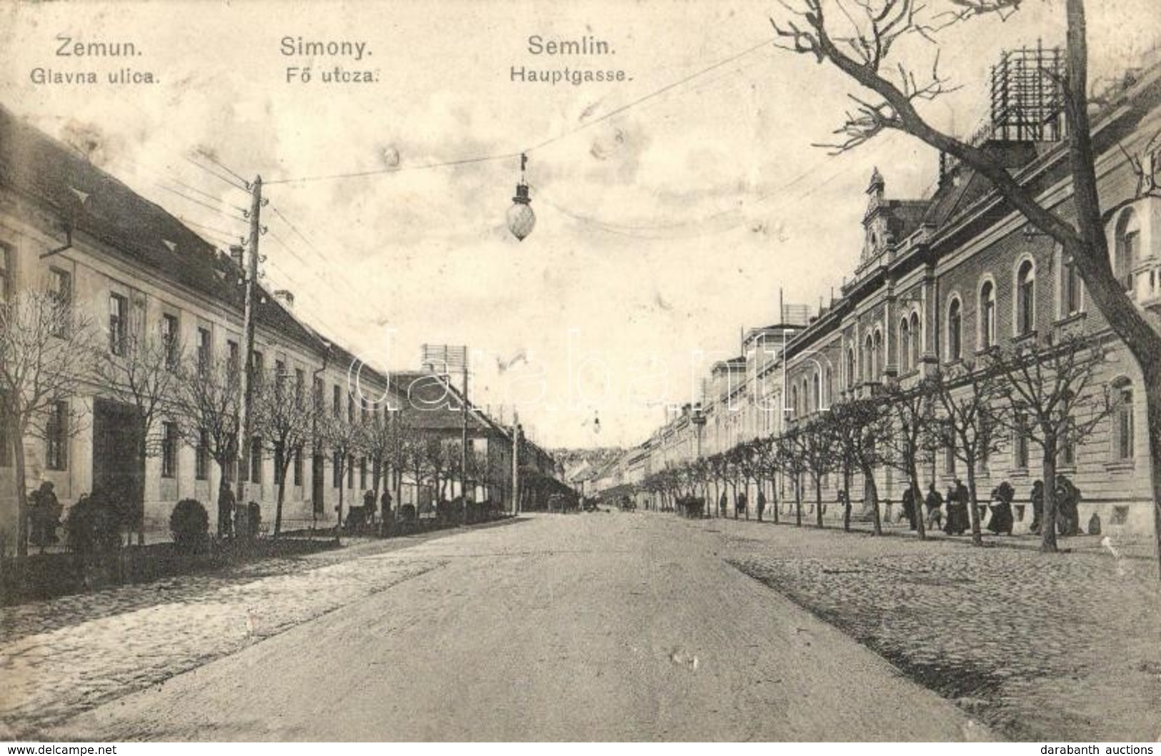 T3 Zimony, Semlin, Zemun; Fő Utca / Glavna Ulica / Main Street (tűnyomok / Pin Marks) - Ohne Zuordnung