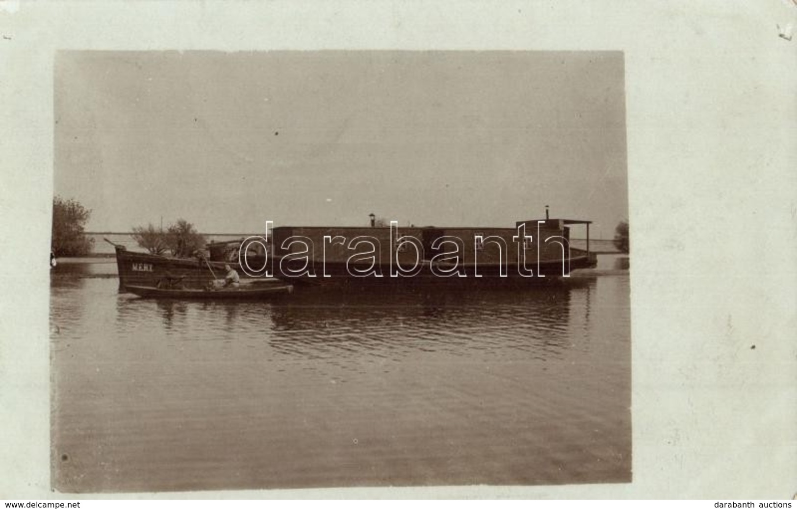 T2 1908 Zsablya, Zabalj; A Levélíró Lakása Egy Tiszai Lakóhajón / The House Boat Of The Letter's Writer. Photo - Non Classés