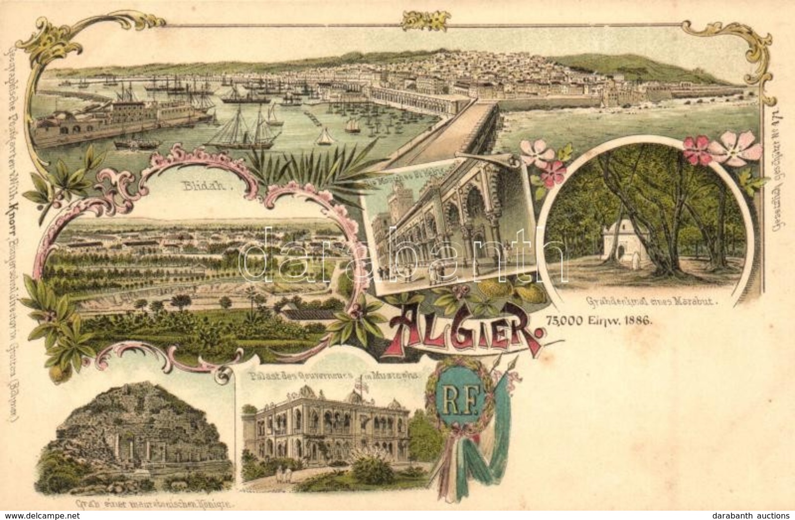 * T1 Algiers, Alger; Bildah, Marabut, Mustapha. Geographische Postkarte V. Wilhelm Knorr No. 171. Art Nouveau Litho - Non Classés