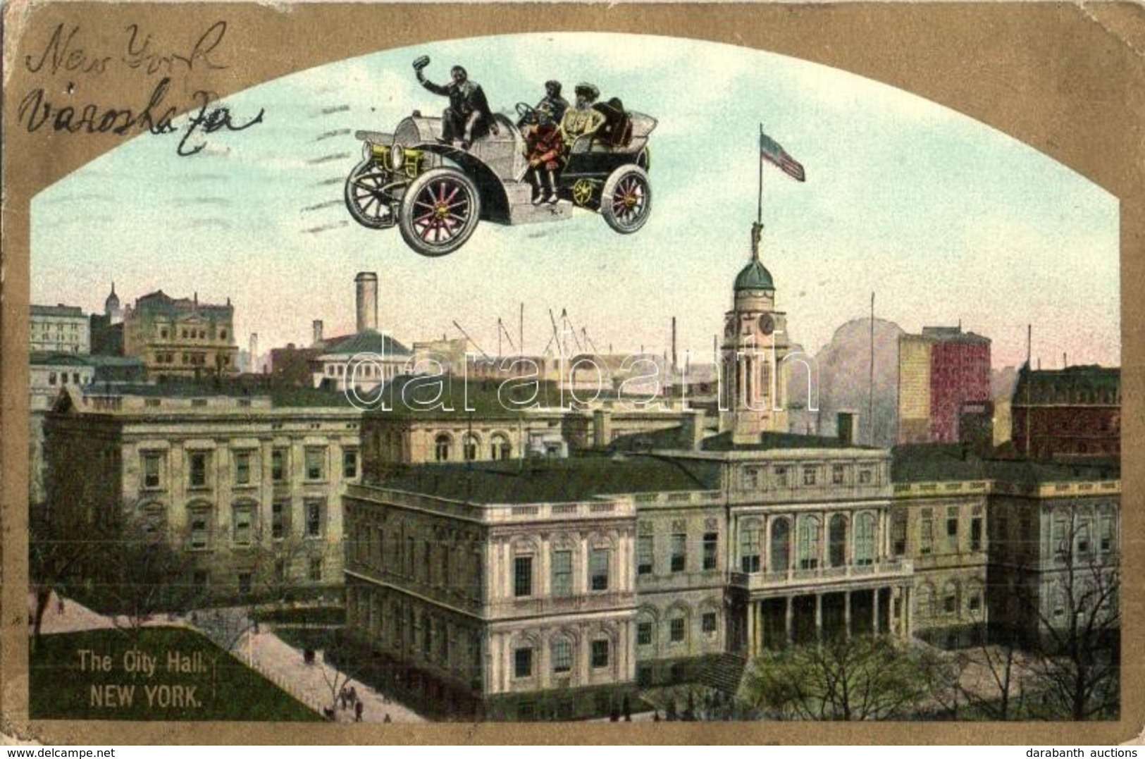 T2/T3 New York City, The City Hall, Automobile In The Air Montage. Th. E. L. Theochrom-Serie No. 105. (EK) - Unclassified