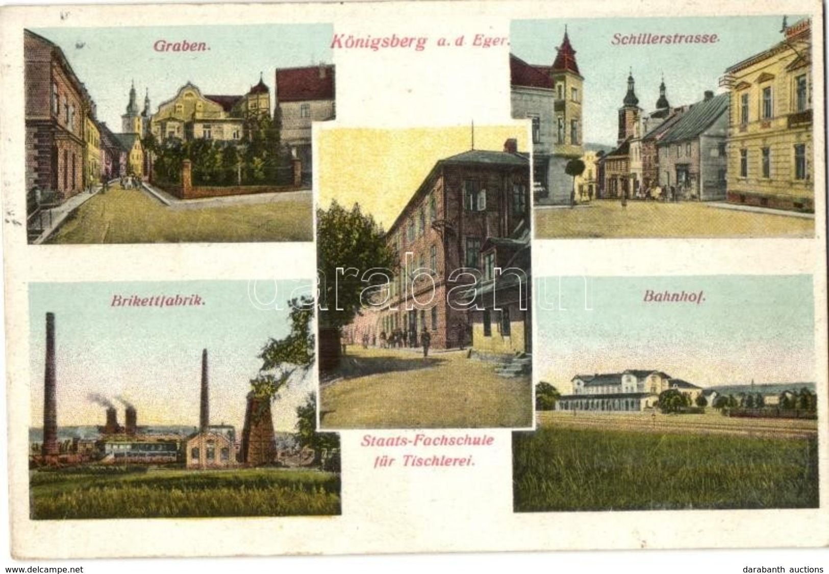 T2/T3 Kynsperk Nad Ohrí, Königsberg A. D. Eger; Graben, Schillerstrasse, Brikettfabrik, Bahnhof, Staats-Fachschule Für T - Ohne Zuordnung