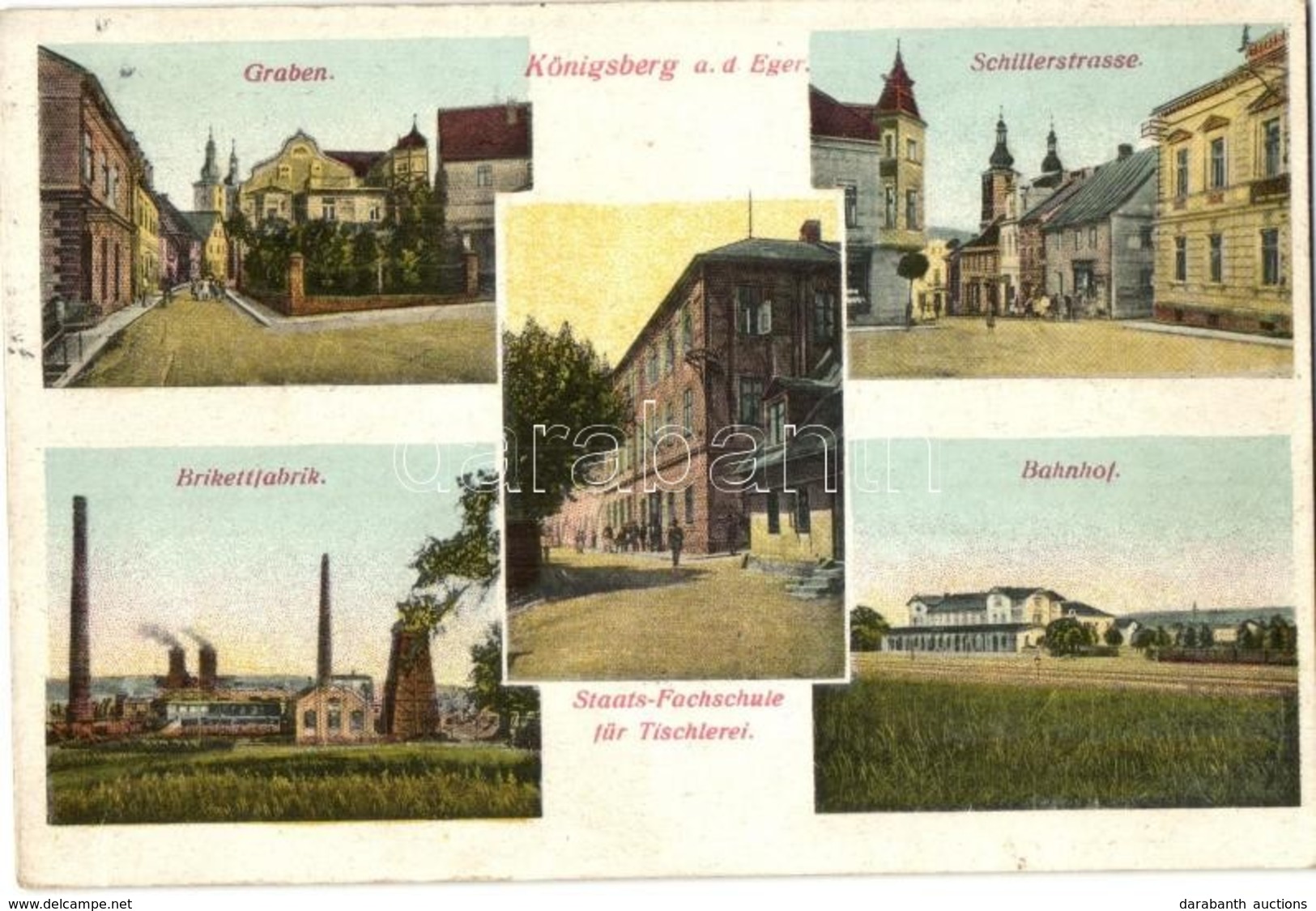 T2/T3 Kynsperk Nad Ohrí, Königsberg A. D. Eger; Graben, Schillerstrasse, Brikettfabrik, Bahnhof, Staats-Fachschule Für T - Unclassified