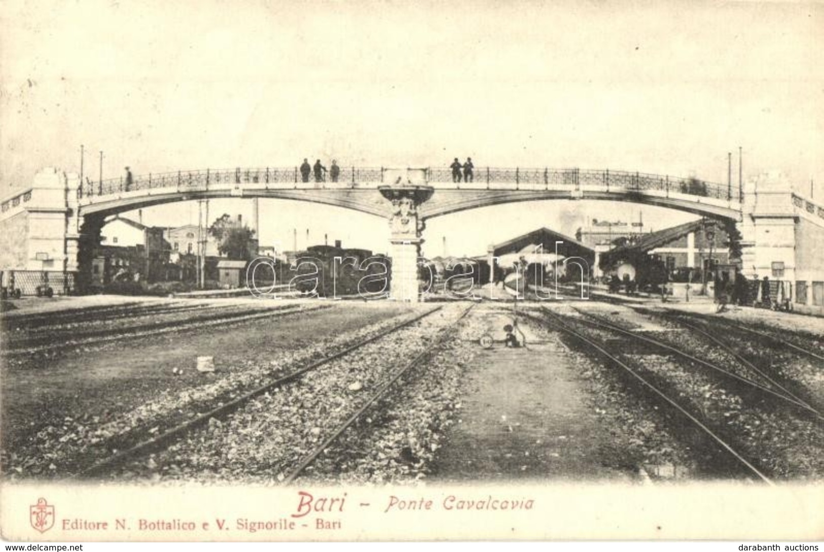 T2 Bari, Ponte Cavalcavia. Editore N. Bottalico E. V. Signorile / Bridge Over The Railway Station, Locomotive - Unclassified