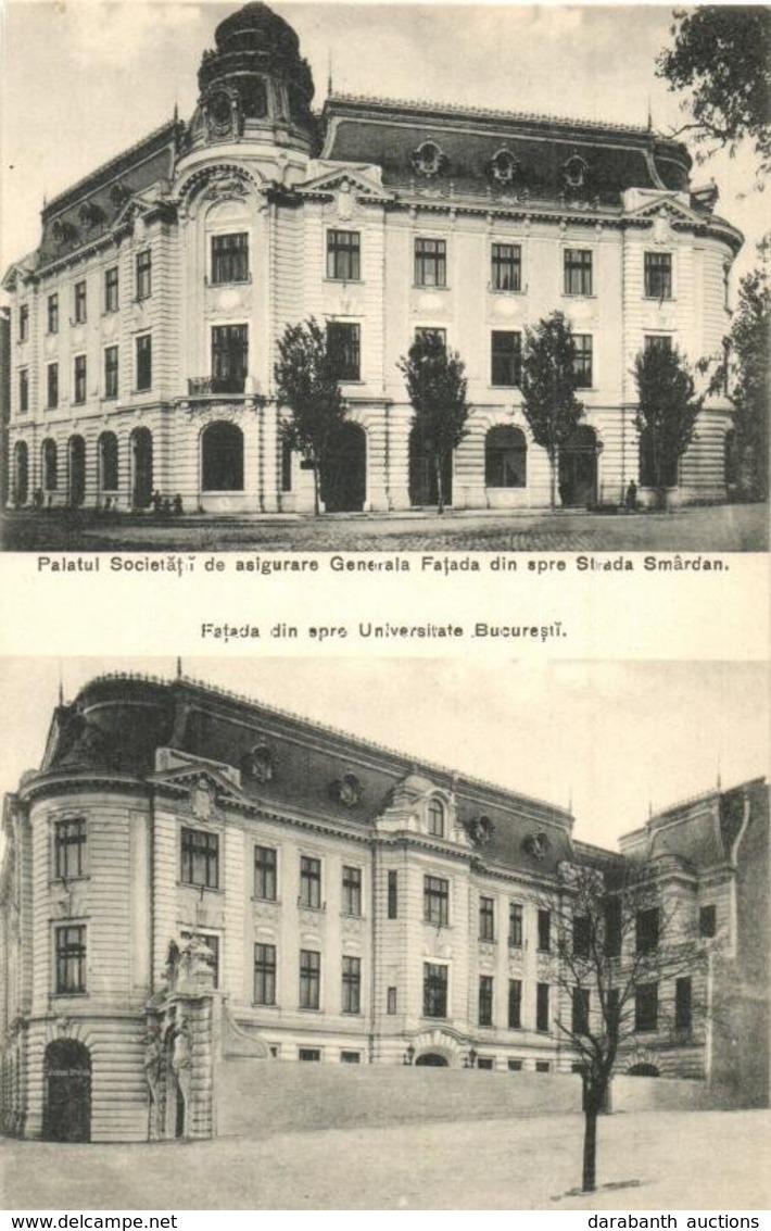 ** T1 Bucharest, Bucuresti; Palatul Societatii De Asigurare Generala Fatada Din Spre Strada Smardan, Fatada Din Spre Uni - Unclassified
