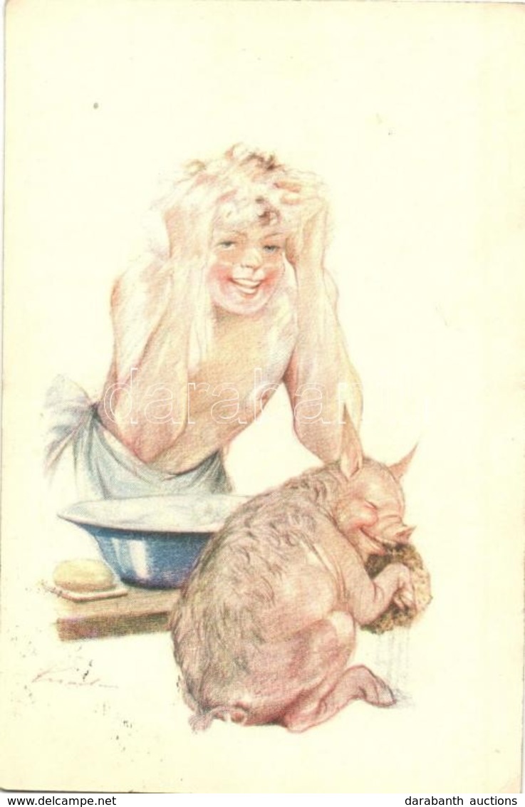 T2 A Cserkész Tiszta. A Magyar Cserkészszövetség Kiadása / Hungarian Boy Scout Art Postcard With Pig S: Márton L. + '193 - Non Classés