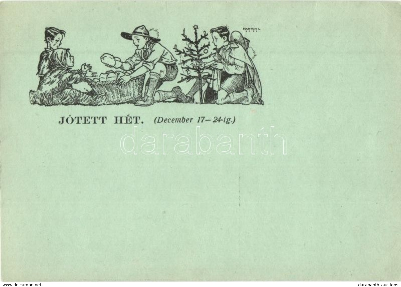 ** T2 Jótett Hét. (December 17-24-ig) / Hungarian Scout Art Postcard S: Márton L. - Zonder Classificatie