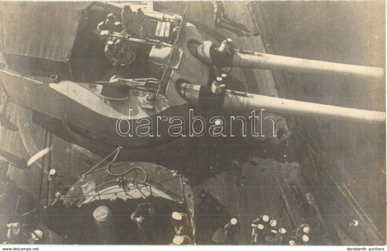 ** T1 Osztrák-magyar Csatahajó Fedélzeti ágyúji / WWI K.u.K. Kriegsmarine, On-board Cannons With Mariners. Photo - Unclassified