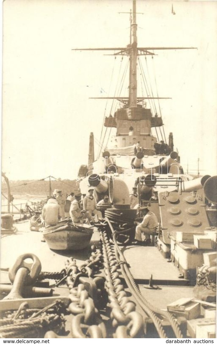 * T1/T2 Osztrák-magyar Csatahajó Hat Lövegű Fedélzeti ágyúja / WWI K.u.K. Kriegsmarine, On-board Cannon With Mariners. P - Unclassified