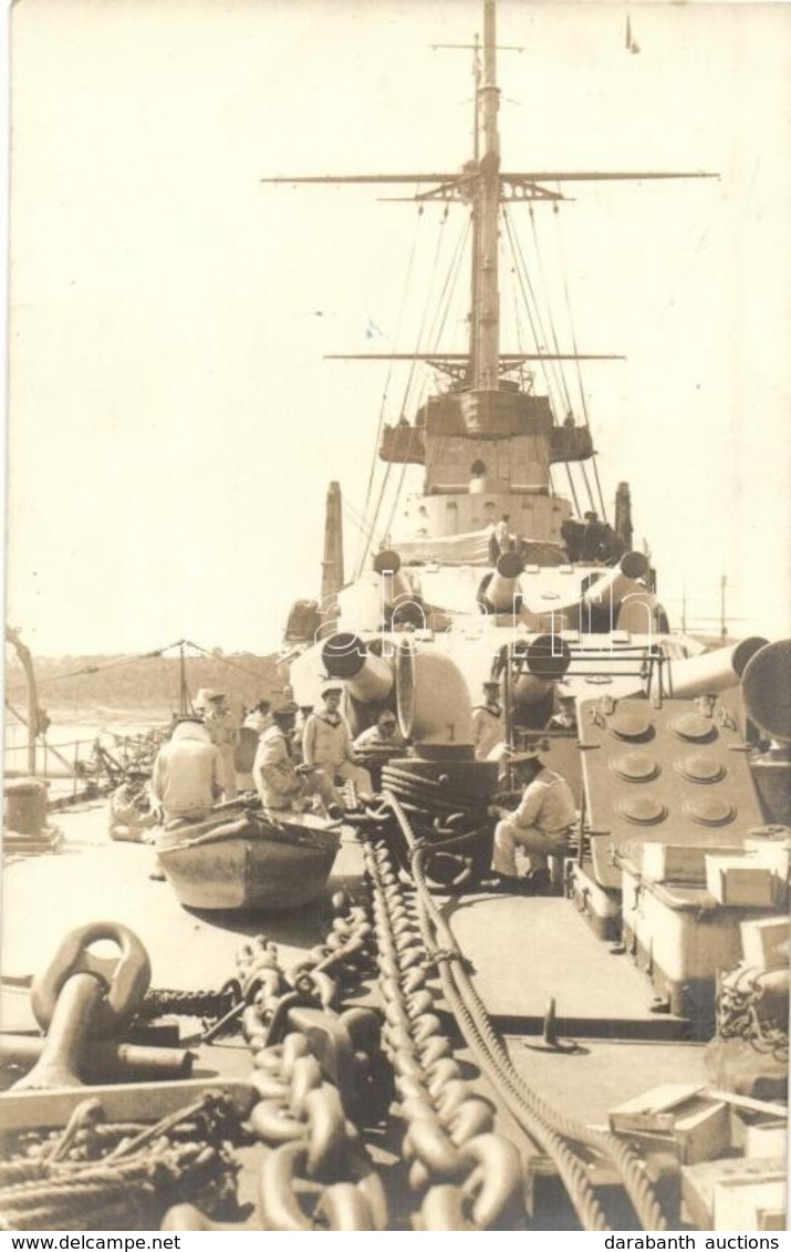 * T1/T2 Osztrák-magyar Csatahajó Hat Lövegű Fedélzeti ágyúja / WWI K.u.K. Kriegsmarine, On-board Cannon With Mariners. P - Non Classés