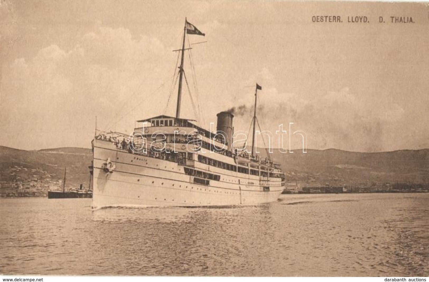 ** T2/T3 Oesterr. Lloyddampfer Thalia / Lloyd Austriaco Austrian Steamship SS Thalia. Litho Flags On Te Backside  (EK) - Unclassified