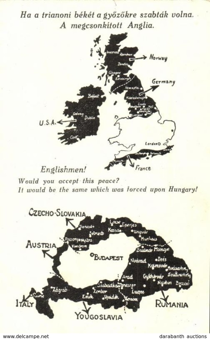 ** T2 Ha A Trianoni Békét A Győzőkre Szabták Volna. A Megcsonkított Anglia. Kiadja A Magyar Nemzeti Szövetség / Trianon  - Unclassified