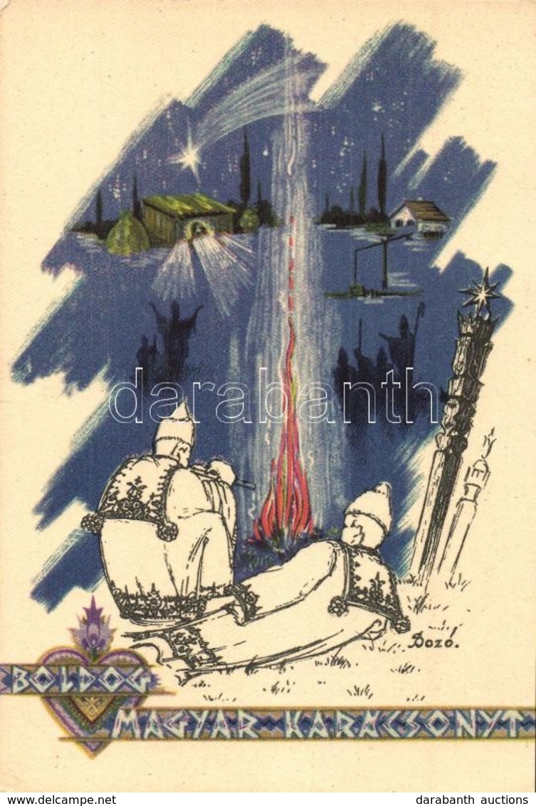 ** T2 Boldog Magyar Karácsonyt! / Hungarian Irredenta. Christmas Greeting Art Postcard S: Bozó - Non Classés