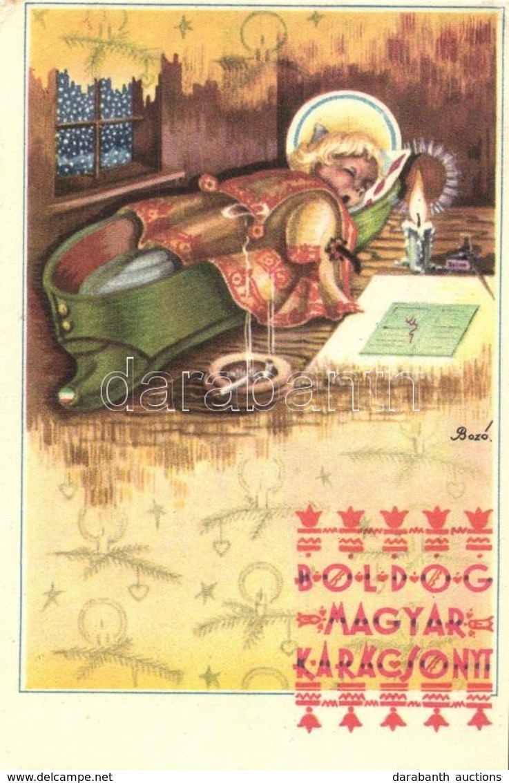 ** T2/T3 Boldog Magyar Karácsonyt! / Hungarian Irredenta. Christmas Greeting Art Postcard S: Bozó - Unclassified