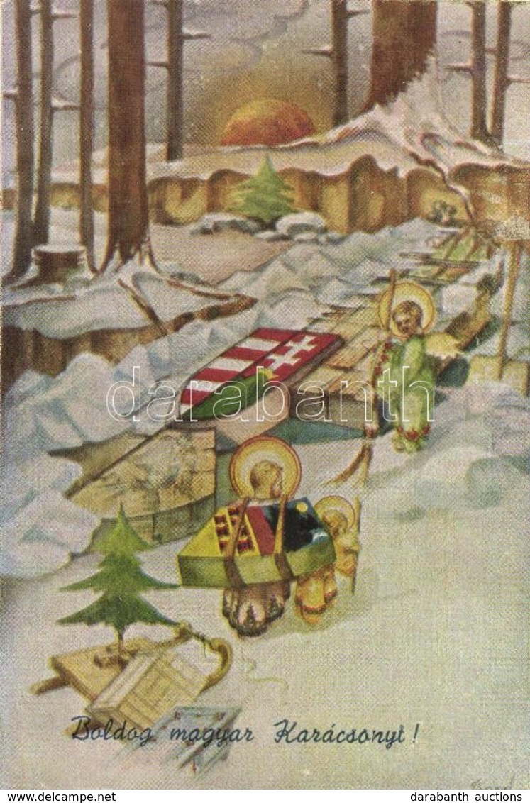 ** T2 Boldog Magyar Karácsonyt! Erdély Visszatér! / Hungarian Christmas Irredenta Greeting Art Postcard S: Bozó (EK) - Non Classés