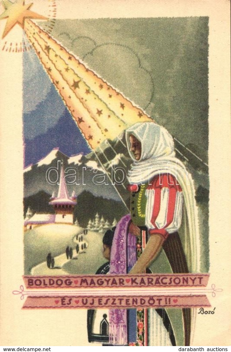 ** T2 Boldog Magyar Karácsonyt és újesztendőt / Hungarian Irredenta. Christmas And New Year Greeting Art Postcard S: Boz - Non Classés