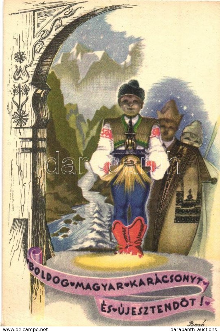 ** T2 Boldog Magyar Karácsonyt és újesztendőt / Hungarian Irredenta. Christmas And New Year Greeting Art Postcard S: Boz - Non Classés