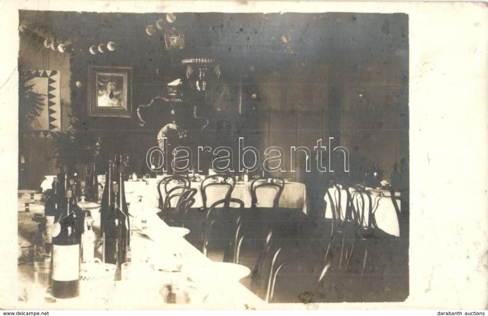 * T3 1915 Tiszti étkező Feldíszítve Karácsonyra és újévre / WWI K.u.k. Military Officers' Dining Hall Interior, Decorate - Unclassified