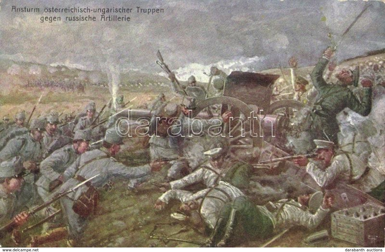 ** T2 Ansturm österreichisch-ungarischer Truppen Gegen Russische Artillerie. Offizielle Postkarte Für Das Rote Kreuz Kri - Zonder Classificatie