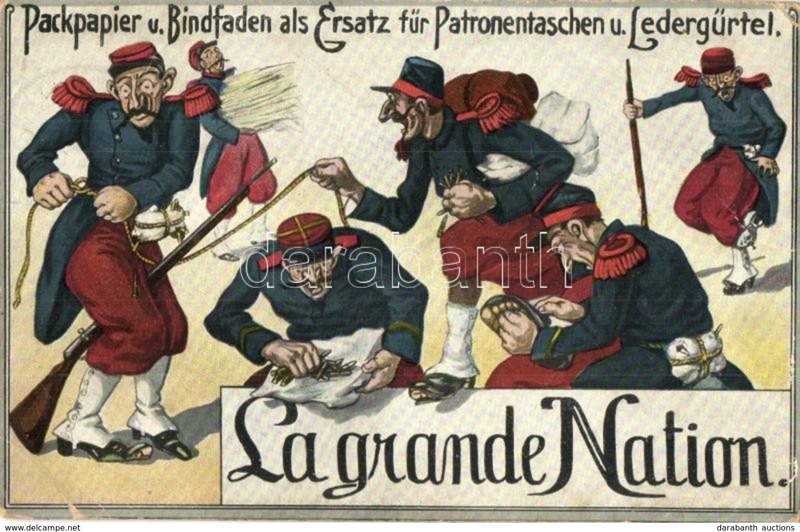 T2/T3 1914 La Grande Nation. Packpapier U. Bindfaden Als Ersatz Für Patronentaschen U. Ledergürtel / WWI German Military - Zonder Classificatie