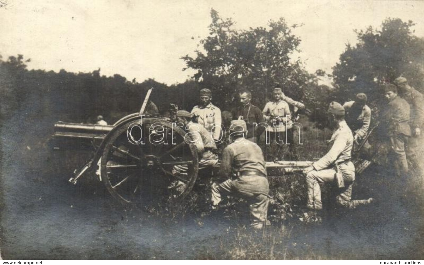 * T2 Első Világháborús Osztrák-magyar Katonai Lap. Célzás Az ágyúval / WWI K.u.k. Military, Aiming With A Cannon. Photo - Unclassified