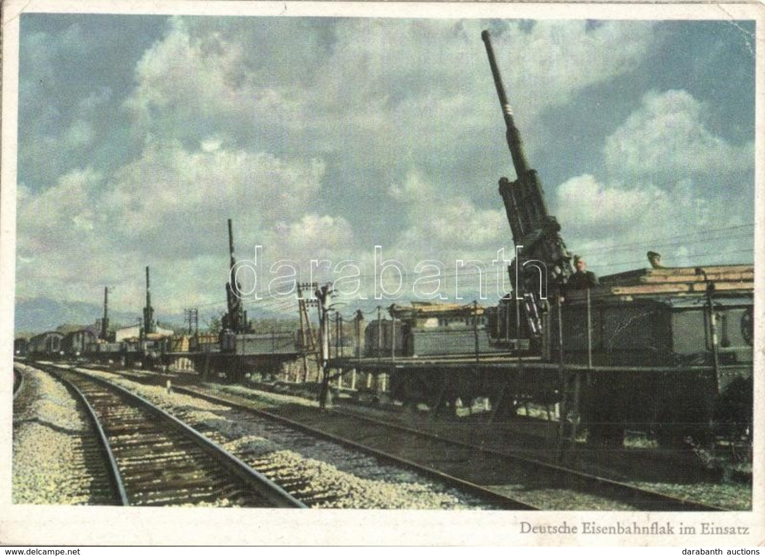 ** T2/T3 Deutsche Eisenbahnflak Im Einsatz. PK-Aufn. Kriegsber. Meinhold, Carl Werner / WWII German Military, Machine Gu - Non Classés