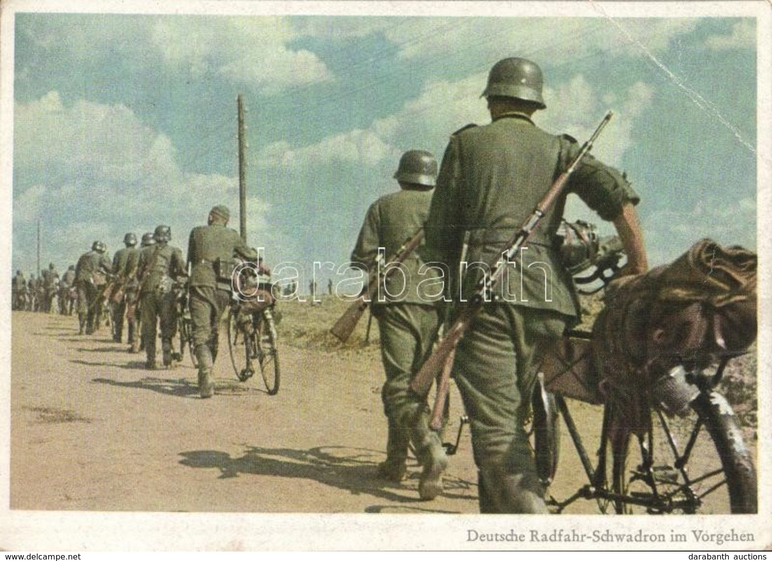 ** T3 Deutsche Radfahr-Schwadron In Vorgehen. PK-Aufn. Kriegsber. Knödler, Carl Werner / WWII German Military Bicycle Sq - Non Classés