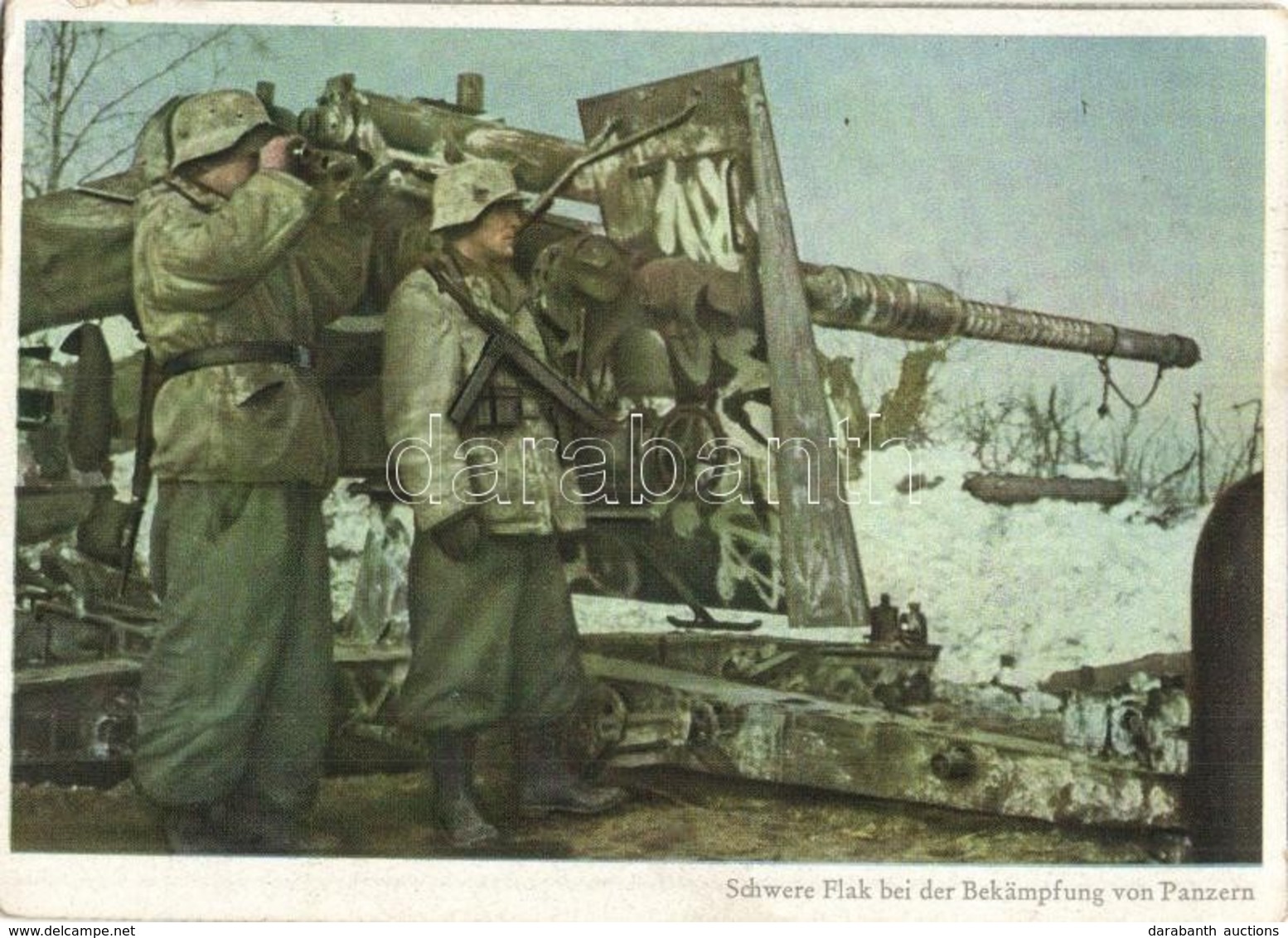 ** T2/T3 Schwere Flak Bei Der Bekämpfung Von Panzern. PK-Aufn. Kriegsber. Kilian, Carl Werner / WWII German Military, Ma - Non Classificati