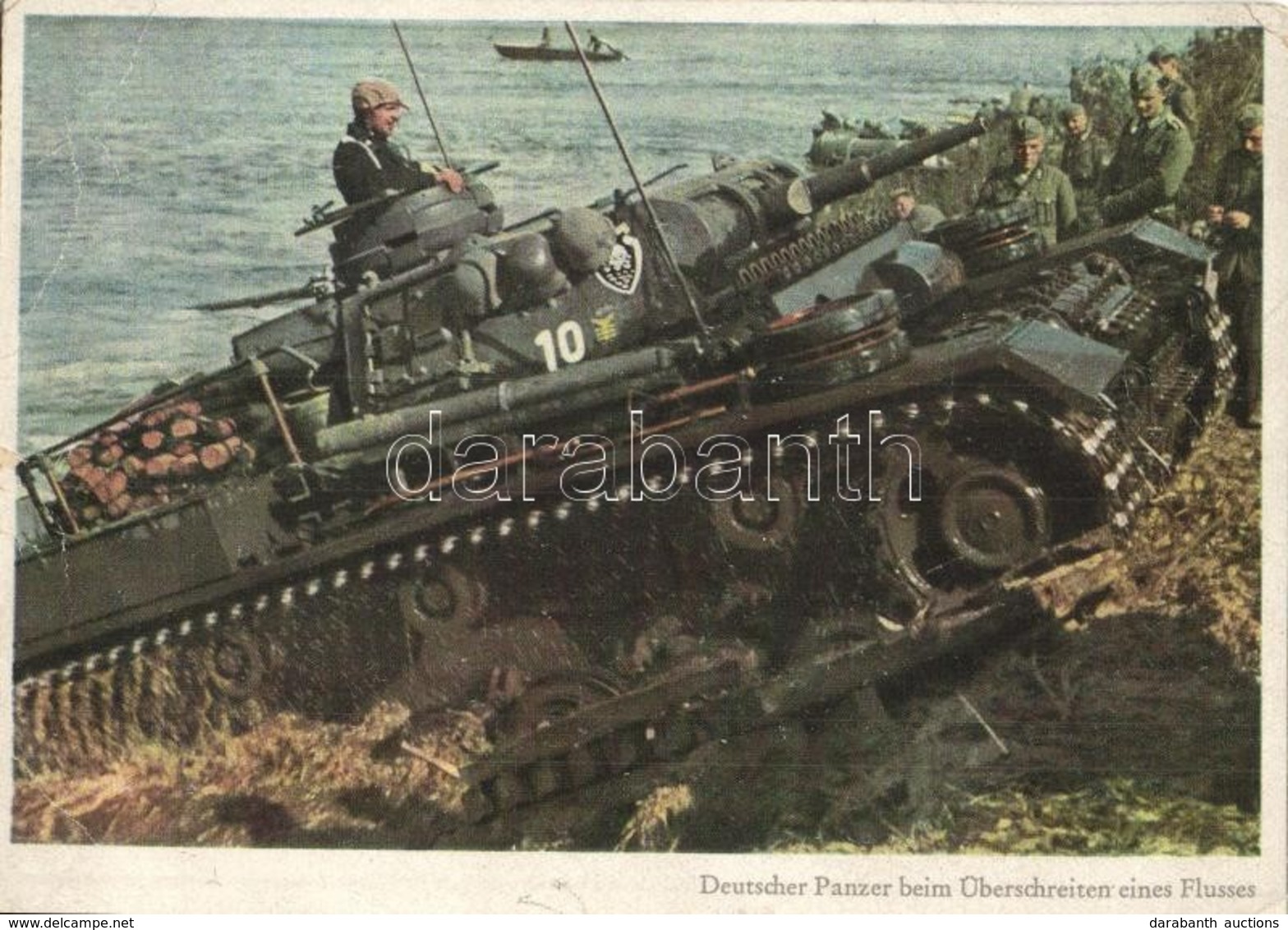 ** T2/T3 Deutscher Panzer Beim Überschreiten Eines Flusses . PK-Aufn. Kriegsber. Huschke, Carl Werner / WWII German Mili - Unclassified