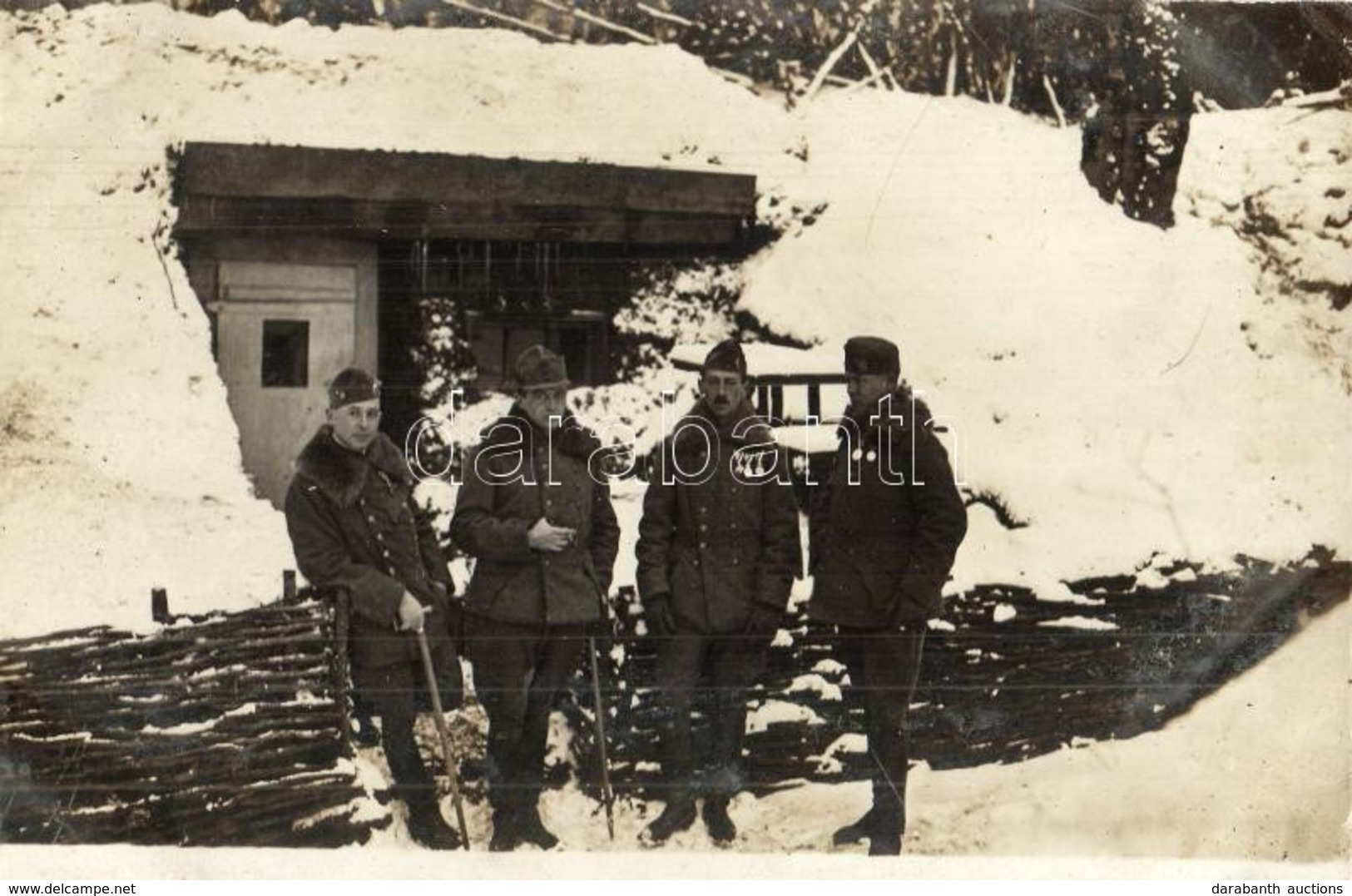 * T1/T2 1916 December 30, Lenk Kapitány átveszi A Gépfegyver Századot / WWI K.u.K. Military In Winter, Officer Takes Ove - Ohne Zuordnung