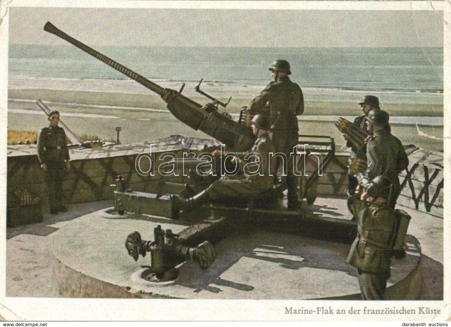 ** T3 Marine-Flak An Der Französischen Küste. PK-Aufn. Kriegsber. Augst, Carl Werner / WWII German Military Coastal Defe - Ohne Zuordnung