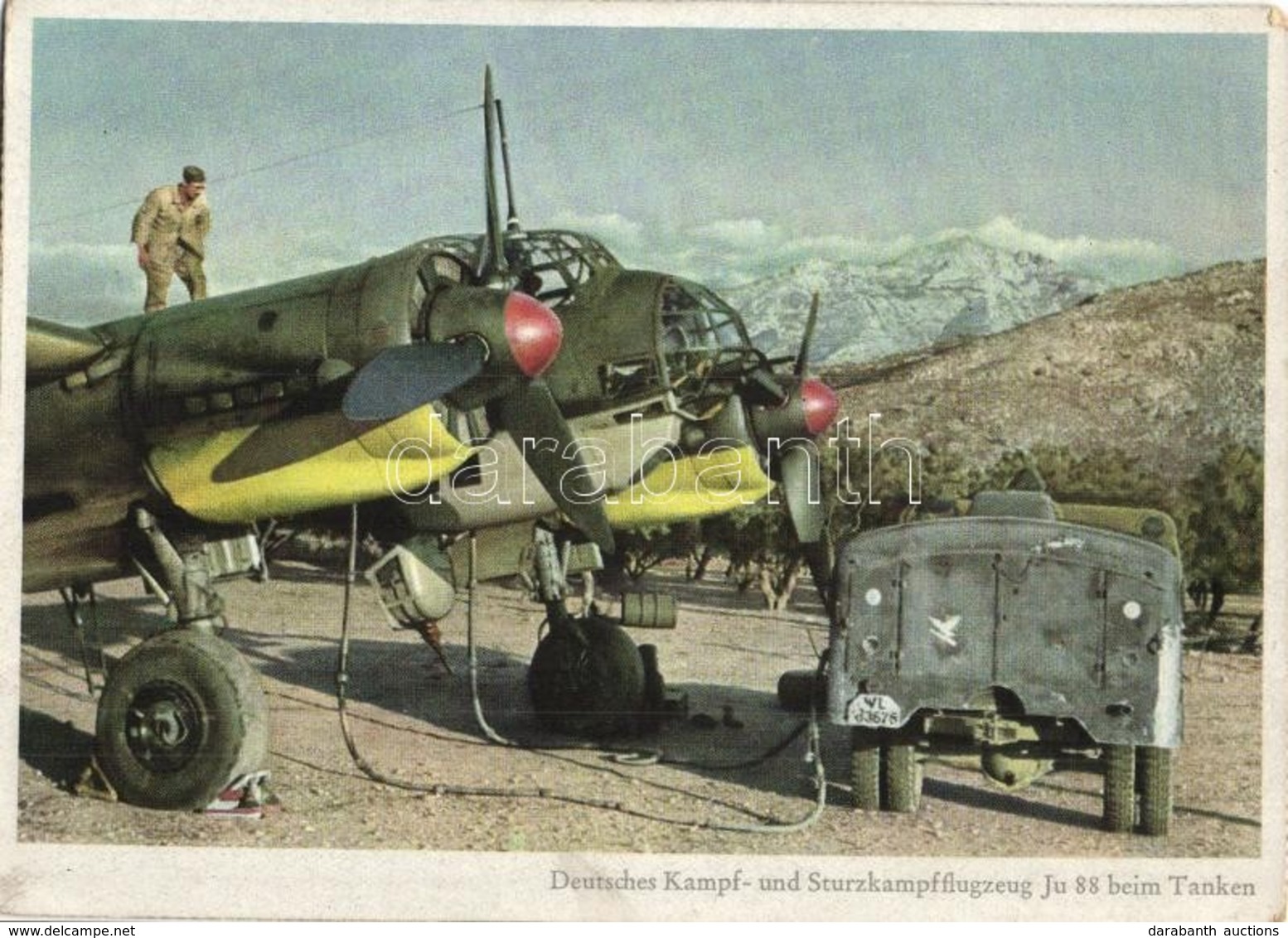 ** T2 Deutsches Kampf- Und Sturzkmapfflugzeug Junkers Ju 88 Beim Tanken. PK-Aufn. Kriegsber. Ottahall, Carl Werner / WWI - Sin Clasificación