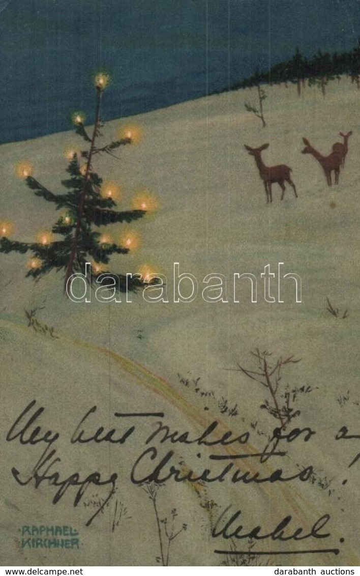 T2/T3 1901 Christmas Tree, Deers, Art Postcard, Künstler Postkarte Serie 197. No. 4. S: Raphael Kirchner (EK) - Zonder Classificatie