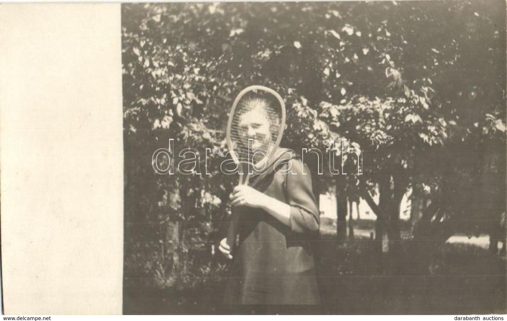 ** T1/T2 Teniszező Hölgy Teniszütővel / Tennis Player, Tennis Racket. Hollósi József Photo - Unclassified