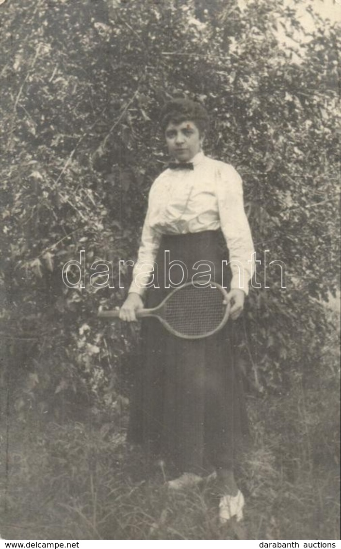 * T2 1916 Lady With Tennis Racket. Photo - Unclassified