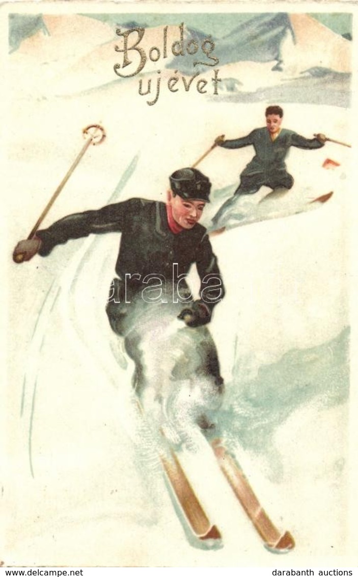 T2 Boldog Újévet! / Men Skiing, Winter Sport. B.R. Nr. 8405. - Unclassified