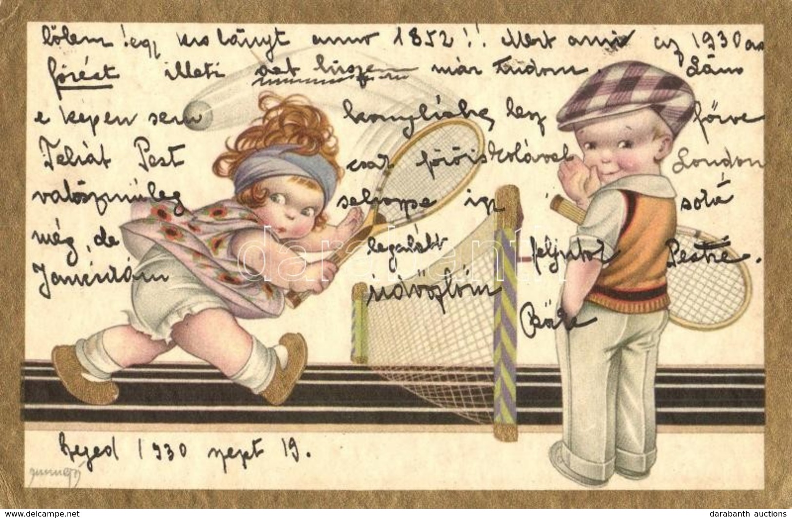 T2/T3 Italian Art Postcard, Children Playing Tennis. Degami 2205. (EK) - Unclassified