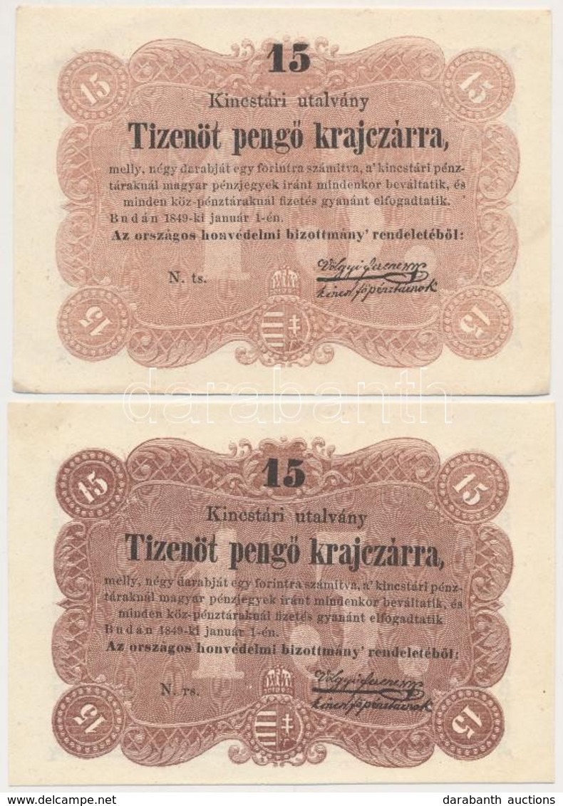 1849. 15kr (2x) Világosabb és Sötétebb Színváltozat T:I,I-
Adamo G102 - Zonder Classificatie