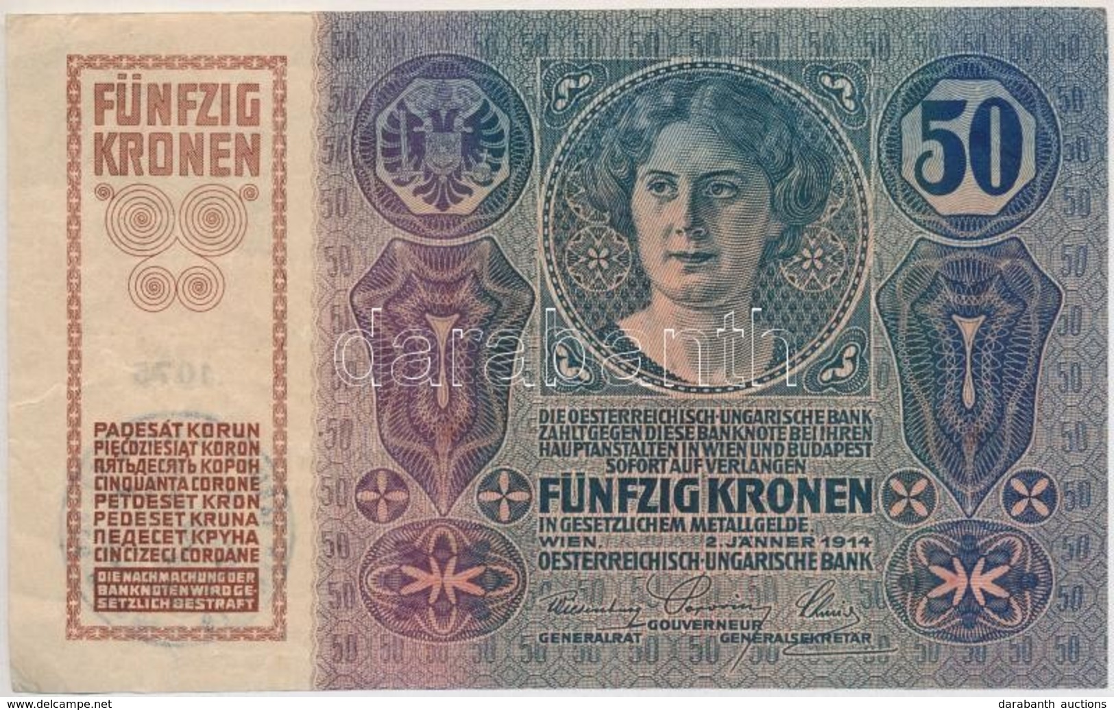 1914. 50K Hamis 'Szatmár Vármegye Iloba Község' Felülbélyegzéssel (fake Overprint) T:III - Non Classés