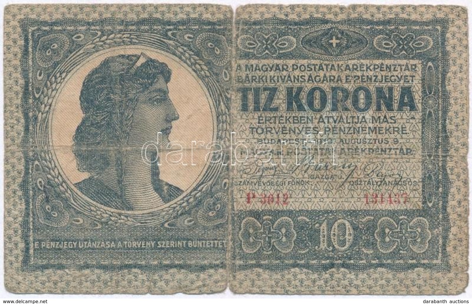 1919. Augusztus 9. 10K T:IV
Adamo K13 - Non Classés