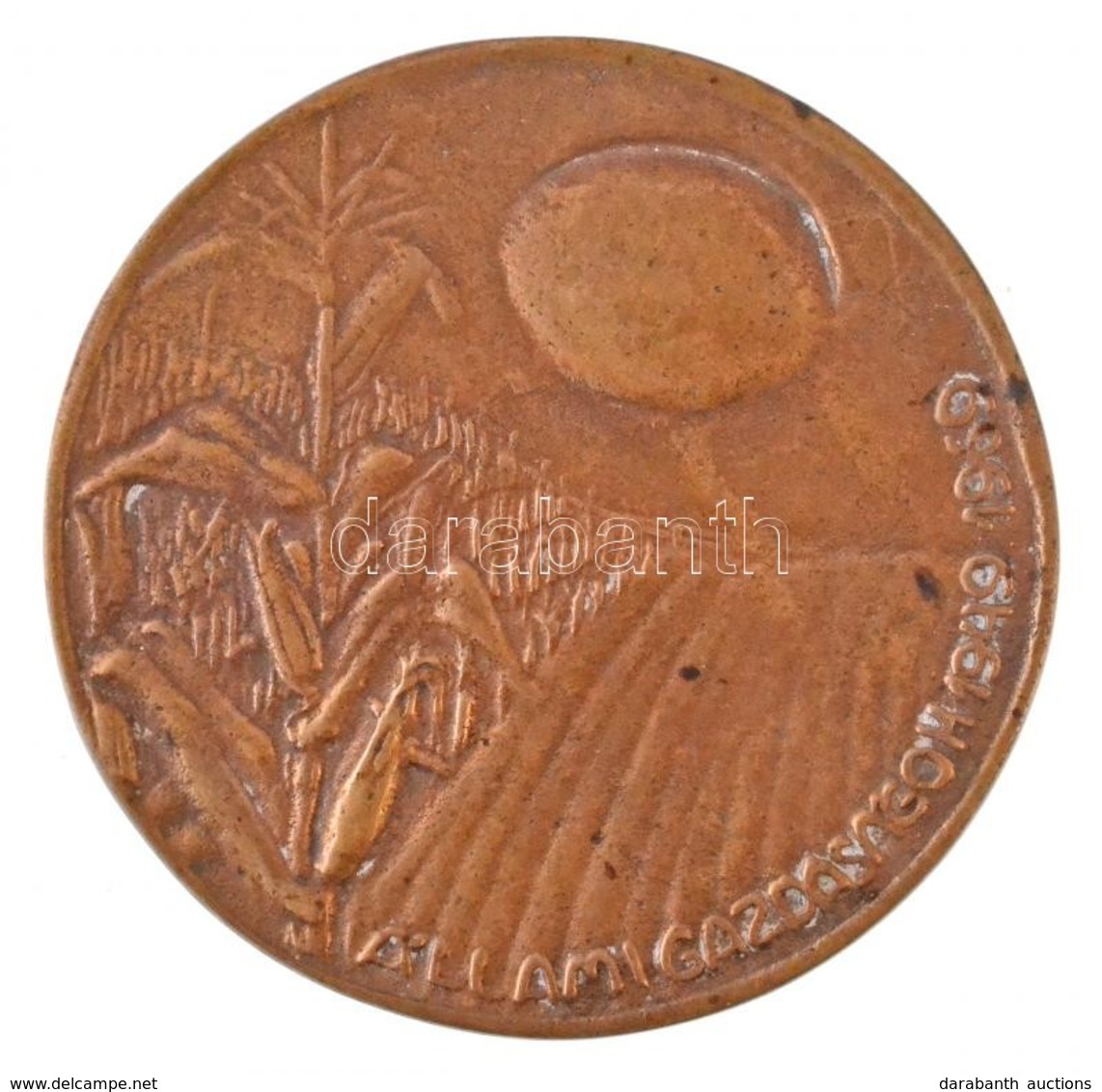 1969. 'Állami Gazdaságok 1949-1969' Egyoldalas Br Plakett. Szign.: SZJ (86,5mm) T:2 - Unclassified