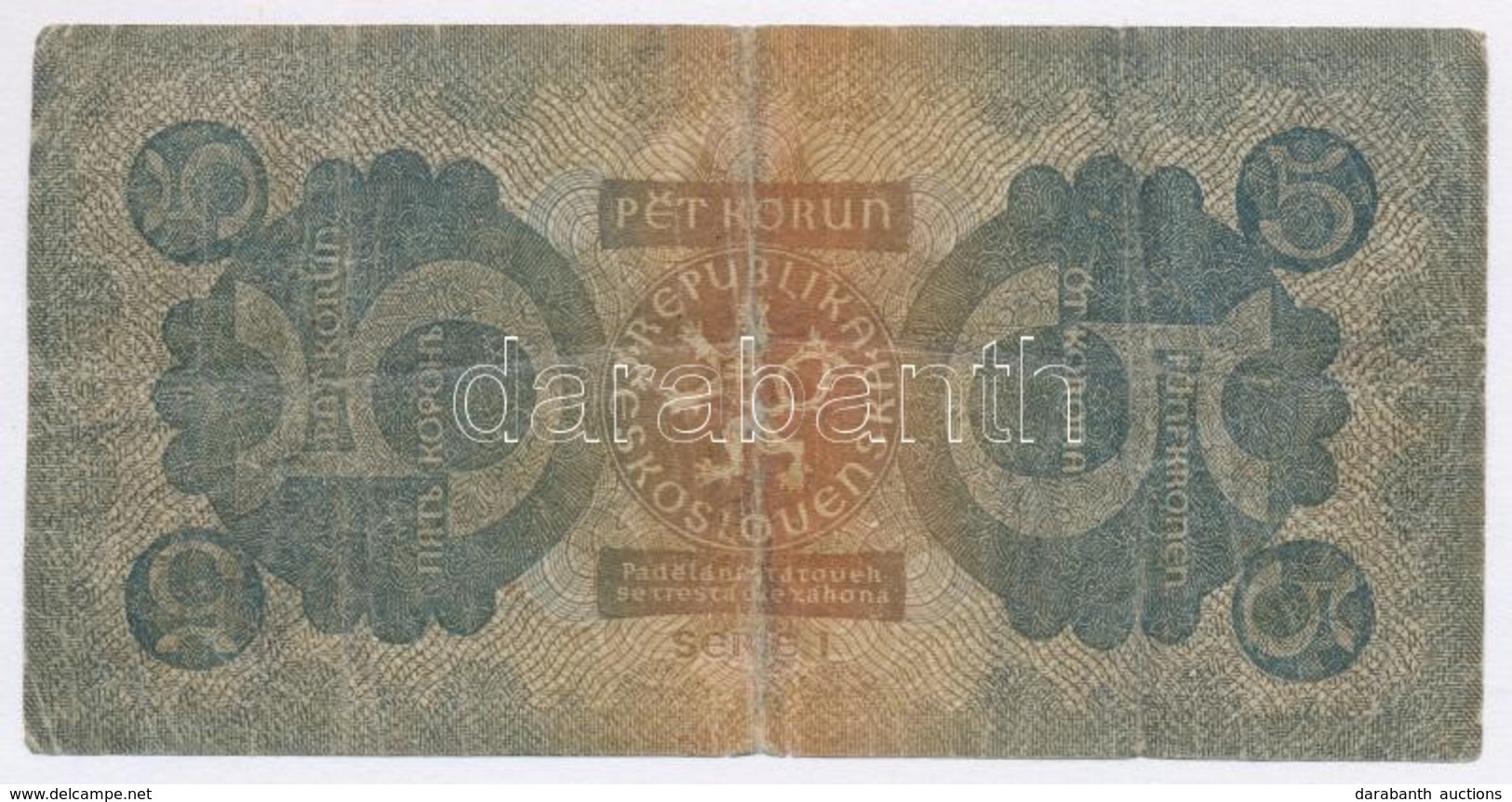 Csehszlovákia 1921. 5K T:III-
Czechoslovakia 1921. 5 Korun C:VG
Krause 15 - Unclassified