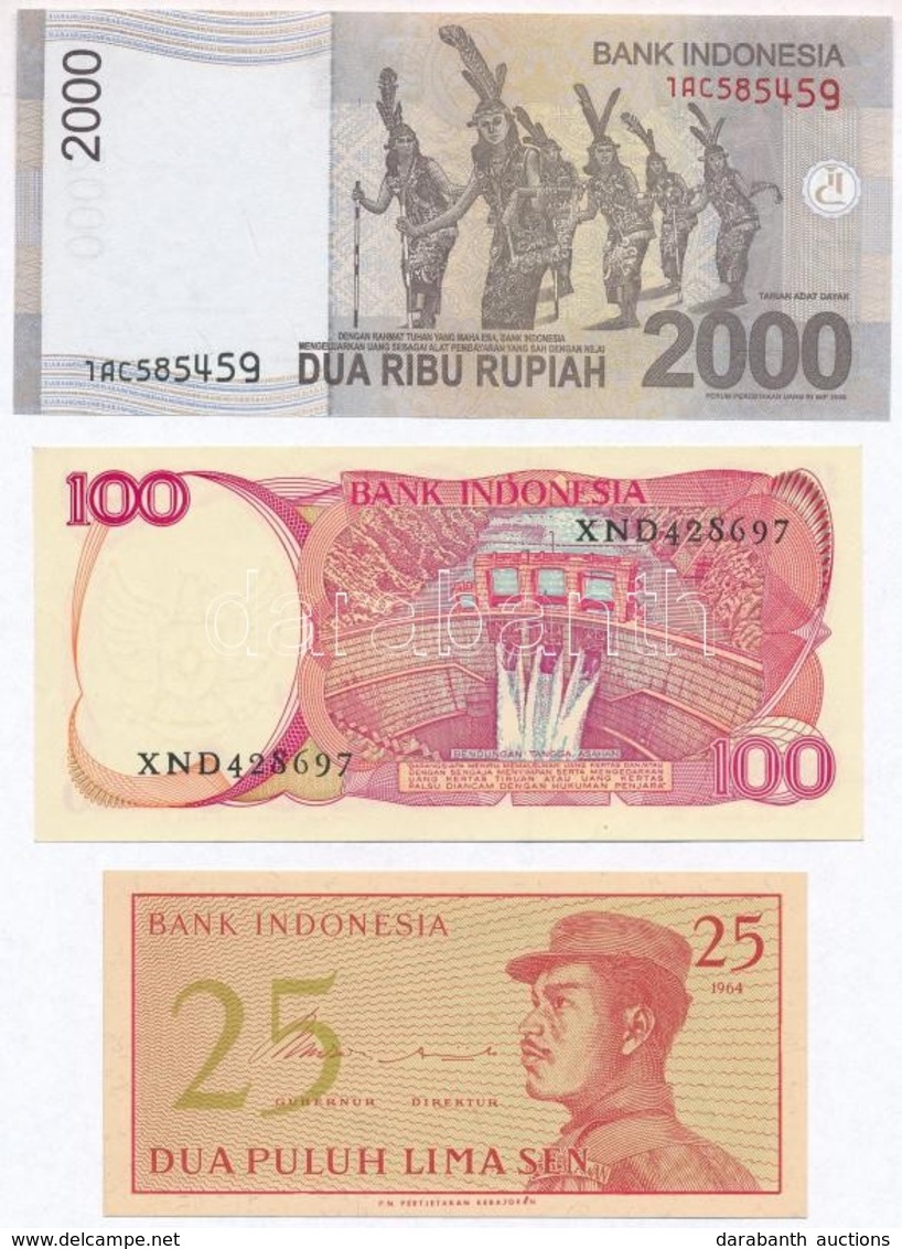 Indonézia 1964. 25s + 1984. 100R + 2009. 2000R T:I
Indonesia 1964. 25 Sen + 1984. 100 Rupiah + 2009. 2000 Rupiah C:UNC - Non Classés