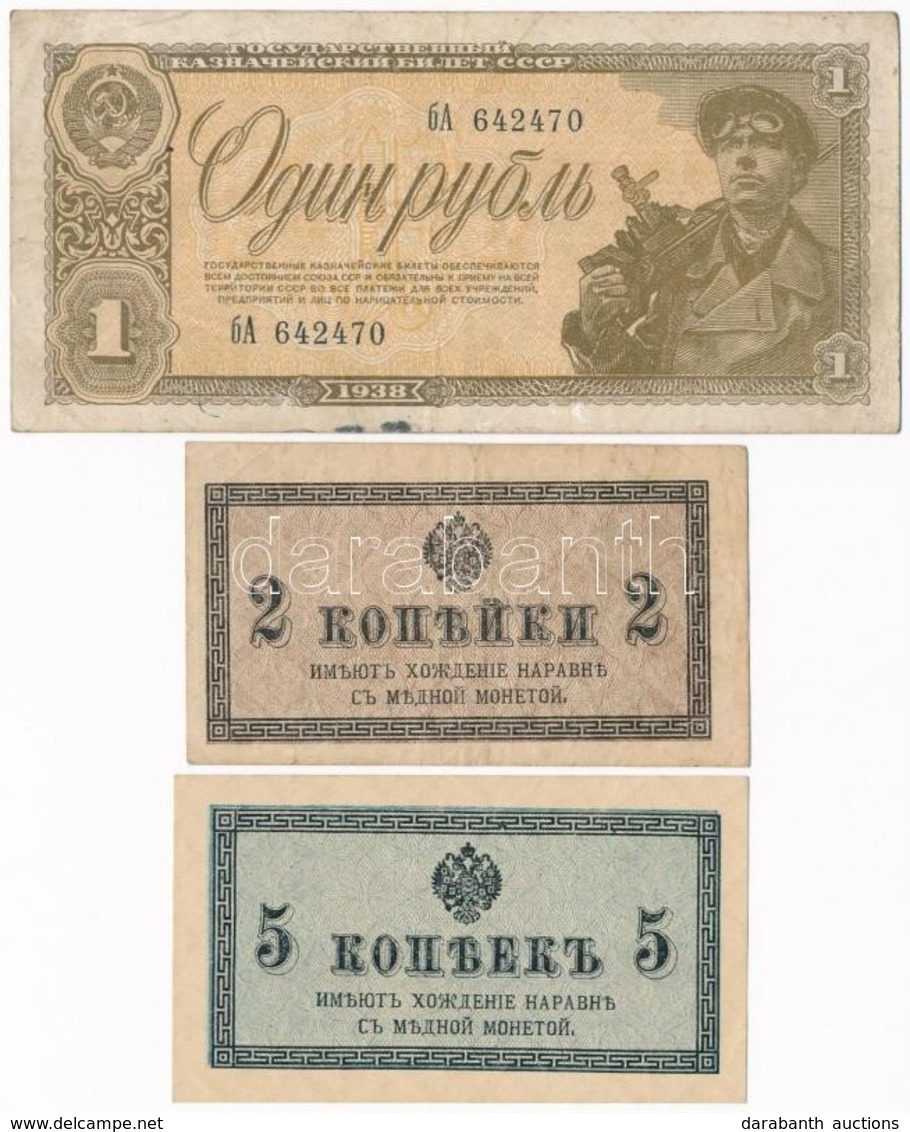 Orosz Birodalom 1912-1917. 2k-10R (6x) + Szovjetunió 1938. 1R T:III,III-
Russian Empire 1912-1917. 2 Kopeks - 10 Rubles  - Unclassified