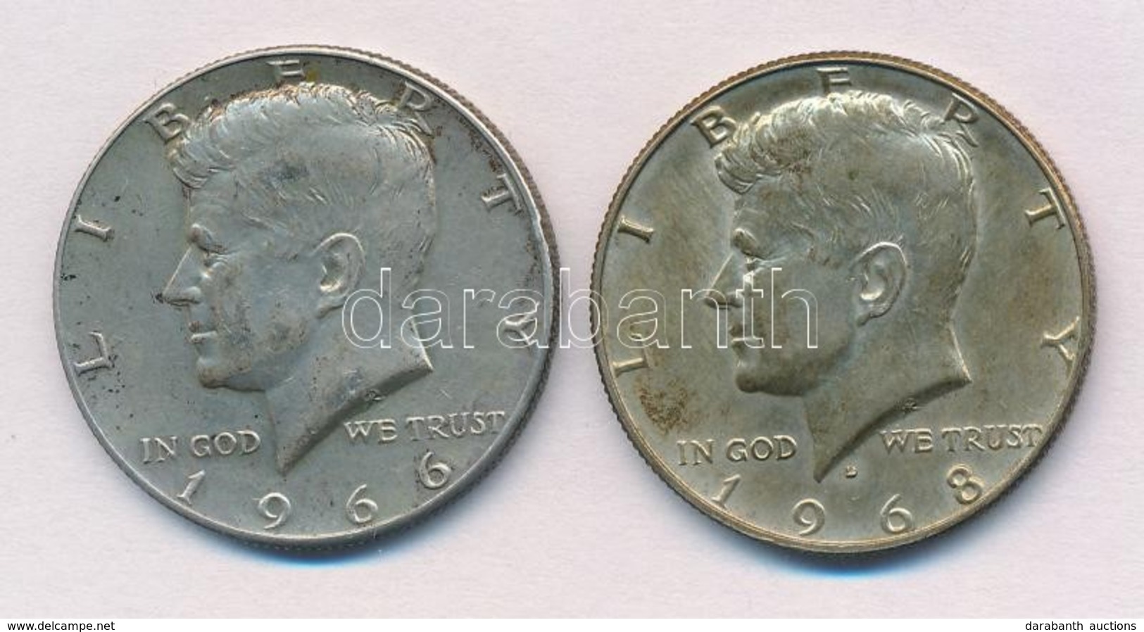 Amerikai Egyesült Államok 1966-1968D 1/2$ Ag 'Kennedy' (2x) T:2 Kis Patina
USA 1966-1968D 1/2 Dollar Ag 'Kennedy' (2x) C - Unclassified