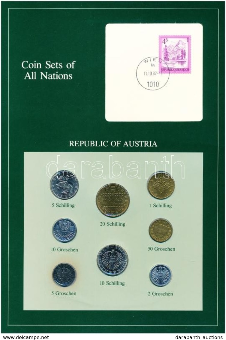 Austria 1981-1982. 2g-20Sch (8xklf), 'Coin Sets Of All Nations' Forgalmi Szett Felbélyegzett Kartonlapon T:1 
Austria 19 - Non Classés